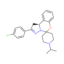 CC(C)N1CCC2(CC1)Oc1ccccc1[C@@H]1CC(c3ccc(Cl)cc3)=NN12 ZINC000004899178