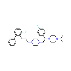 CC(C)N1CCN([C@@H](CN2CCN(CCCc3c(F)cccc3-c3ccccc3)CC2)c2ccc(F)cc2)CC1 ZINC000028646347