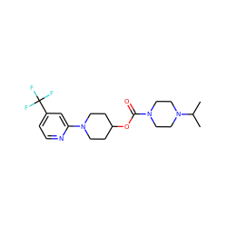 CC(C)N1CCN(C(=O)OC2CCN(c3cc(C(F)(F)F)ccn3)CC2)CC1 ZINC000223494470