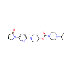 CC(C)N1CCN(C(=O)OC2CCN(c3ccc(N4CCCC4=O)cn3)CC2)CC1 ZINC000223518658