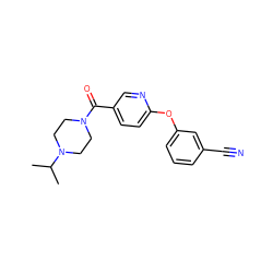 CC(C)N1CCN(C(=O)c2ccc(Oc3cccc(C#N)c3)nc2)CC1 ZINC000053296033