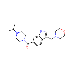 CC(C)N1CCN(C(=O)c2ccc3c(CN4CCOCC4)c[nH]c3c2)CC1 ZINC000043197995