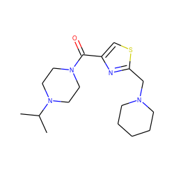 CC(C)N1CCN(C(=O)c2csc(CN3CCCCC3)n2)CC1 ZINC000035840008