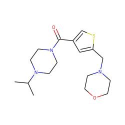 CC(C)N1CCN(C(=O)c2csc(CN3CCOCC3)c2)CC1 ZINC000034658998