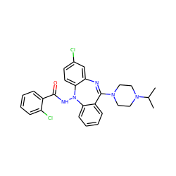 CC(C)N1CCN(C2=Nc3cc(Cl)ccc3N(NC(=O)c3ccccc3Cl)c3ccccc32)CC1 ZINC000036089469