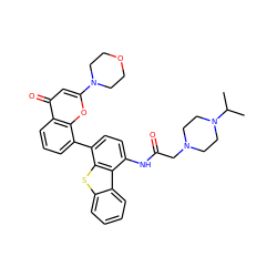 CC(C)N1CCN(CC(=O)Nc2ccc(-c3cccc4c(=O)cc(N5CCOCC5)oc34)c3sc4ccccc4c23)CC1 ZINC000101696388