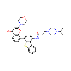 CC(C)N1CCN(CCC(=O)Nc2ccc(-c3cccc4c(=O)cc(N5CCOCC5)oc34)c3sc4ccccc4c23)CC1 ZINC000101696190