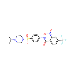 CC(C)N1CCN(S(=O)(=O)c2ccc(NC(=O)c3ccc(C(F)(F)F)cc3[N+](=O)[O-])cc2)CC1 ZINC000473113885