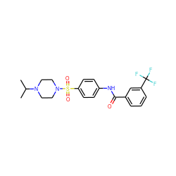 CC(C)N1CCN(S(=O)(=O)c2ccc(NC(=O)c3cccc(C(F)(F)F)c3)cc2)CC1 ZINC000473114969