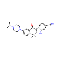 CC(C)N1CCN(c2ccc3c(c2)C(=O)c2c([nH]c4cc(C#N)ccc24)C3(C)C)CC1 ZINC000114801049