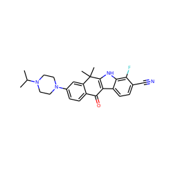 CC(C)N1CCN(c2ccc3c(c2)C(C)(C)c2[nH]c4c(F)c(C#N)ccc4c2C3=O)CC1 ZINC000114802418