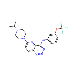 CC(C)N1CCN(c2ccc3nnnc(Nc4cccc(OC(F)(F)F)c4)c3n2)CC1 ZINC000653780426