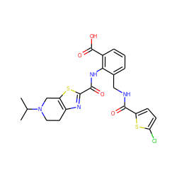 CC(C)N1CCc2nc(C(=O)Nc3c(CNC(=O)c4ccc(Cl)s4)cccc3C(=O)O)sc2C1 ZINC000073163586