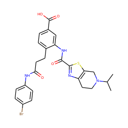 CC(C)N1CCc2nc(C(=O)Nc3cc(C(=O)O)ccc3CCC(=O)Nc3ccc(Br)cc3)sc2C1 ZINC000073166338