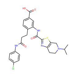 CC(C)N1CCc2nc(C(=O)Nc3cc(C(=O)O)ccc3CCC(=O)Nc3ccc(Cl)cc3)sc2C1 ZINC000043200606