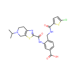 CC(C)N1CCc2nc(C(=O)Nc3cc(C(=O)O)ccc3CNC(=O)c3ccc(Cl)s3)sc2C1 ZINC000073163589