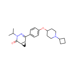 CC(C)N1N=C(c2ccc(OC3CCN(C4CCC4)CC3)cc2)[C@H]2C[C@H]2C1=O ZINC000103260465