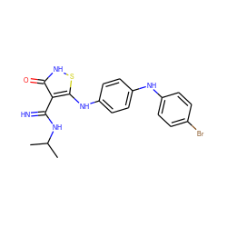 CC(C)NC(=N)c1c(Nc2ccc(Nc3ccc(Br)cc3)cc2)s[nH]c1=O ZINC000101101166