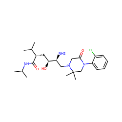 CC(C)NC(=O)[C@@H](C[C@H](O)[C@@H](N)CN1CC(=O)N(c2ccccc2Cl)CC1(C)C)C(C)C ZINC000096270474