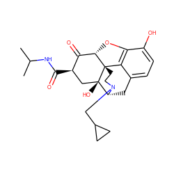 CC(C)NC(=O)[C@@H]1C[C@@]2(O)[C@H]3Cc4ccc(O)c5c4[C@@]2(CCN3CC2CC2)[C@@H](O5)C1=O ZINC000169694439