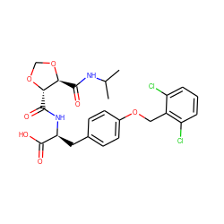 CC(C)NC(=O)[C@@H]1OCO[C@H]1C(=O)N[C@@H](Cc1ccc(OCc2c(Cl)cccc2Cl)cc1)C(=O)O ZINC000058590524