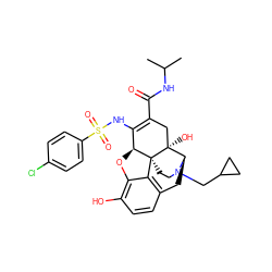 CC(C)NC(=O)C1=C(NS(=O)(=O)c2ccc(Cl)cc2)[C@@H]2Oc3c(O)ccc4c3[C@@]23CCN(CC2CC2)[C@H](C4)[C@]3(O)C1 ZINC000096173314