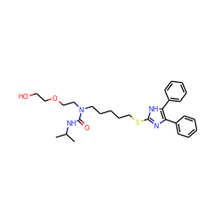 CC(C)NC(=O)N(CCCCCSc1nc(-c2ccccc2)c(-c2ccccc2)[nH]1)CCOCCO ZINC000013740817