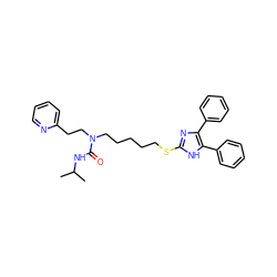 CC(C)NC(=O)N(CCCCCSc1nc(-c2ccccc2)c(-c2ccccc2)[nH]1)CCc1ccccn1 ZINC000029468439