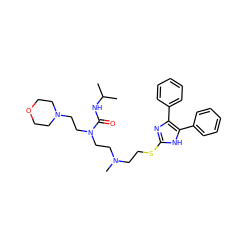 CC(C)NC(=O)N(CCN(C)CCSc1nc(-c2ccccc2)c(-c2ccccc2)[nH]1)CCN1CCOCC1 ZINC000026019201