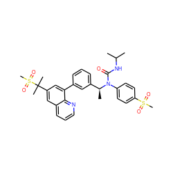 CC(C)NC(=O)N(c1ccc(S(C)(=O)=O)cc1)[C@@H](C)c1cccc(-c2cc(C(C)(C)S(C)(=O)=O)cc3cccnc23)c1 ZINC000036268837