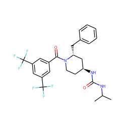 CC(C)NC(=O)N[C@H]1CCN(C(=O)c2cc(C(F)(F)F)cc(C(F)(F)F)c2)[C@H](Cc2ccccc2)C1 ZINC000029394833