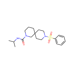 CC(C)NC(=O)N1CCCC2(CCN(S(=O)(=O)c3ccccc3)CC2)C1 ZINC000004238029