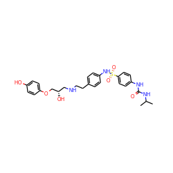 CC(C)NC(=O)Nc1ccc(S(=O)(=O)Nc2ccc(CCNC[C@H](O)COc3ccc(O)cc3)cc2)cc1 ZINC000034801583