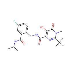 CC(C)NC(=O)c1cc(F)ccc1CNC(=O)c1nc(C(C)(C)C)n(C)c(=O)c1O ZINC000029047537