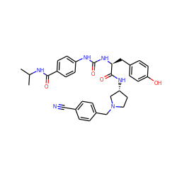 CC(C)NC(=O)c1ccc(NC(=O)N[C@@H](Cc2ccc(O)cc2)C(=O)N[C@@H]2CCN(Cc3ccc(C#N)cc3)C2)cc1 ZINC000044307666