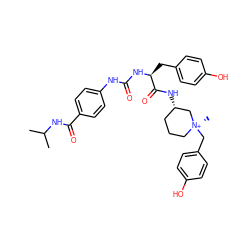 CC(C)NC(=O)c1ccc(NC(=O)N[C@@H](Cc2ccc(O)cc2)C(=O)N[C@H]2CCC[N@+](C)(Cc3ccc(O)cc3)C2)cc1 ZINC000261087075