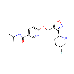 CC(C)NC(=O)c1ccc(OCc2conc2[C@@H]2CC[C@@H](F)CN2)nc1 ZINC000169685445