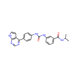 CC(C)NC(=O)c1cccc(NC(=O)Nc2ccc(-c3ncnc4[nH]ccc34)cc2)c1 ZINC000073258564