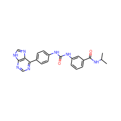 CC(C)NC(=O)c1cccc(NC(=O)Nc2ccc(-c3ncnc4[nH]cnc34)cc2)c1 ZINC000142451302