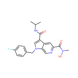 CC(C)NC(=O)c1cn(Cc2ccc(F)cc2)c2cnc(C(=O)N(C)O)cc12 ZINC000035261540