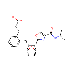 CC(C)NC(=O)c1coc([C@@H]2[C@H]3CC[C@@H](O3)[C@@H]2Cc2ccccc2CCC(=O)O)n1 ZINC000169359497