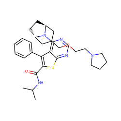 CC(C)NC(=O)c1sc2ncnc(N3[C@H]4CC[C@H]3CC(COCCN3CCCC3)C4)c2c1-c1ccccc1 ZINC000146388406