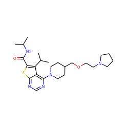 CC(C)NC(=O)c1sc2ncnc(N3CCC(COCCN4CCCC4)CC3)c2c1C(C)C ZINC000146407141