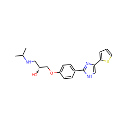 CC(C)NC[C@@H](O)COc1ccc(-c2nc(-c3cccs3)c[nH]2)cc1 ZINC000013731048