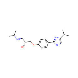 CC(C)NC[C@@H](O)COc1ccc(-c2nc(C(C)C)c[nH]2)cc1 ZINC000026016603