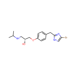 CC(C)NC[C@@H](O)COc1ccc(Cc2nc(Br)c[nH]2)cc1 ZINC000026019678