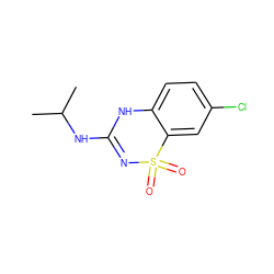 CC(C)NC1=NS(=O)(=O)c2cc(Cl)ccc2N1 ZINC000013524661