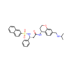 CC(C)NCc1ccc2c(c1)OCC[C@H]2NC(=O)C[C@@H](NS(=O)(=O)c1ccc2ccccc2c1)c1ccccc1 ZINC000028642907