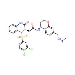 CC(C)NCc1ccc2c(c1)OCC[C@H]2NC(=O)C[C@@H]1C(=O)Nc2ccccc2N1S(=O)(=O)c1ccc(Cl)c(Cl)c1 ZINC000044308318