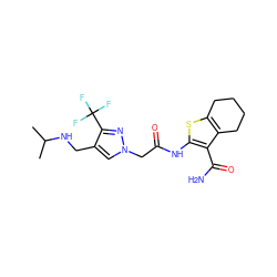 CC(C)NCc1cn(CC(=O)Nc2sc3c(c2C(N)=O)CCCC3)nc1C(F)(F)F ZINC000064540287